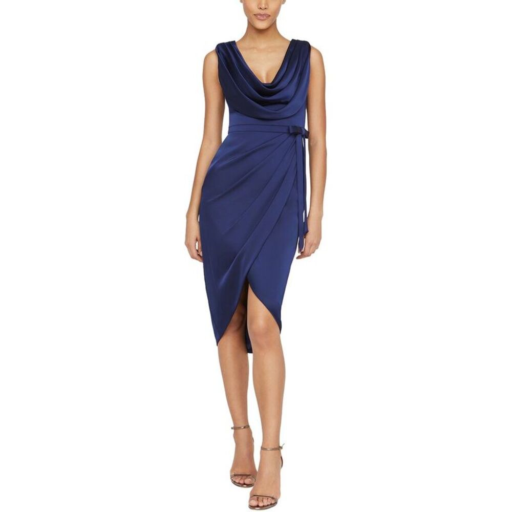 Theia Womens  Stephanie Wrap Dress, Blue